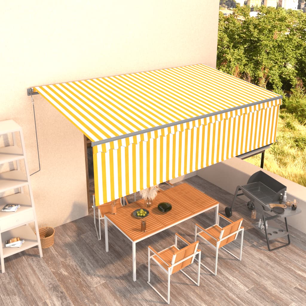 Vidaxl luifel exponierbar mit Roller Blind 5x3 m gelb und weiß
