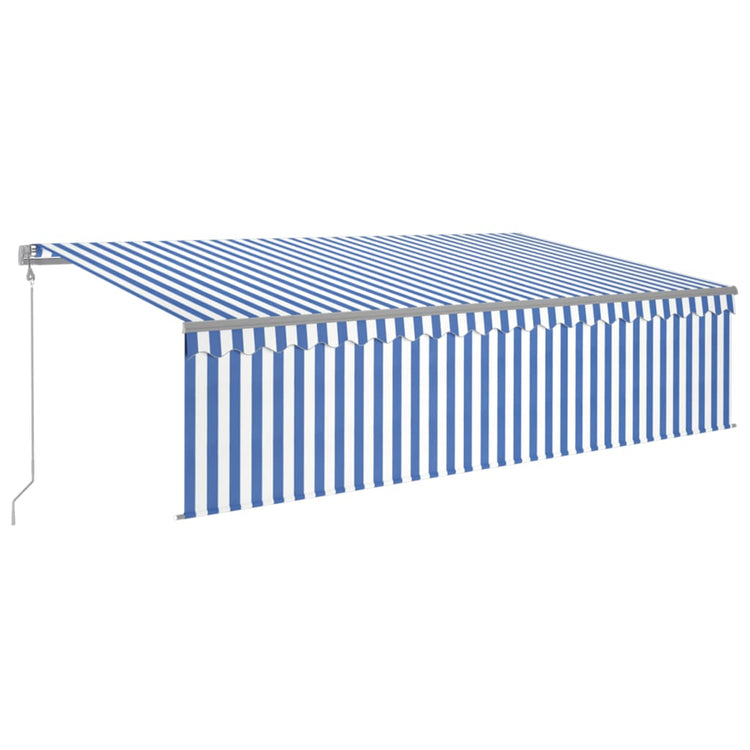Vidaxl Luifel Automatische Walzenblind -LED -Windsensor 5x3 m blau und weiß