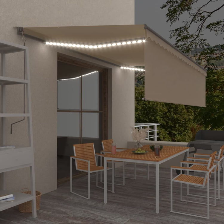 Vidaxl Luifel Automatik mit Rollerblind -LED -Windsensor 5x3 m Creme