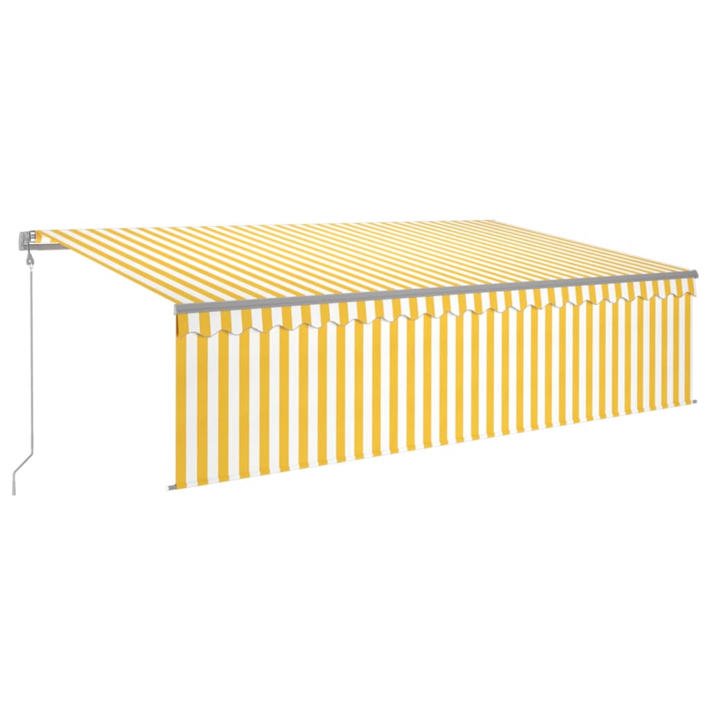 Vidaxl Luifel Automatische Walzenblind -LED -Windsensor 5x3 m gelb und weiß
