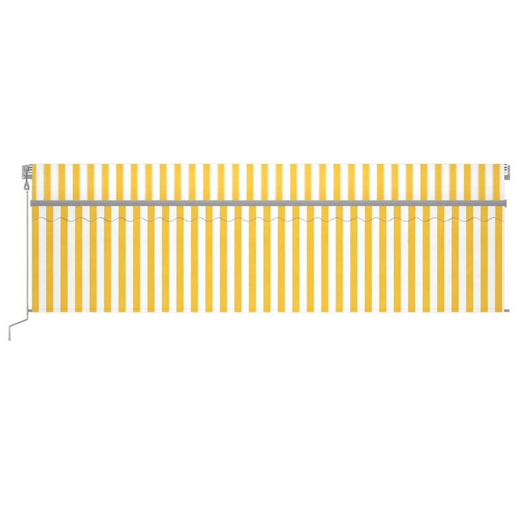 Vidaxl Luifel Automatische Walzenblind -LED -Windsensor 5x3 m gelb und weiß