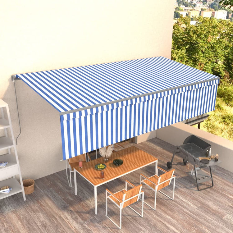 Vidaxl luifel manuell ausziehbar mit Roller Blind 6x3 m blau und weiß