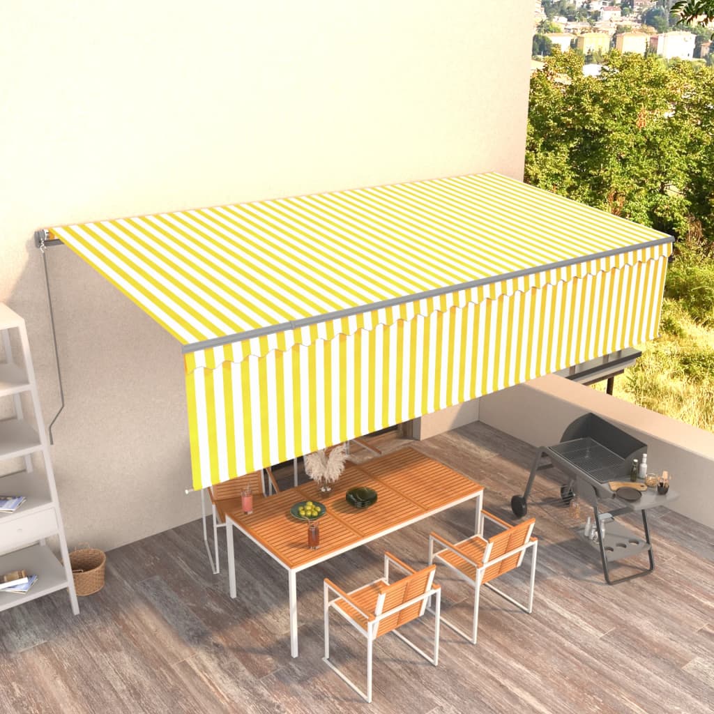 Vidaxl luifel manuell ausziehbar mit Rollerblind 6x3 m gelb und weiß