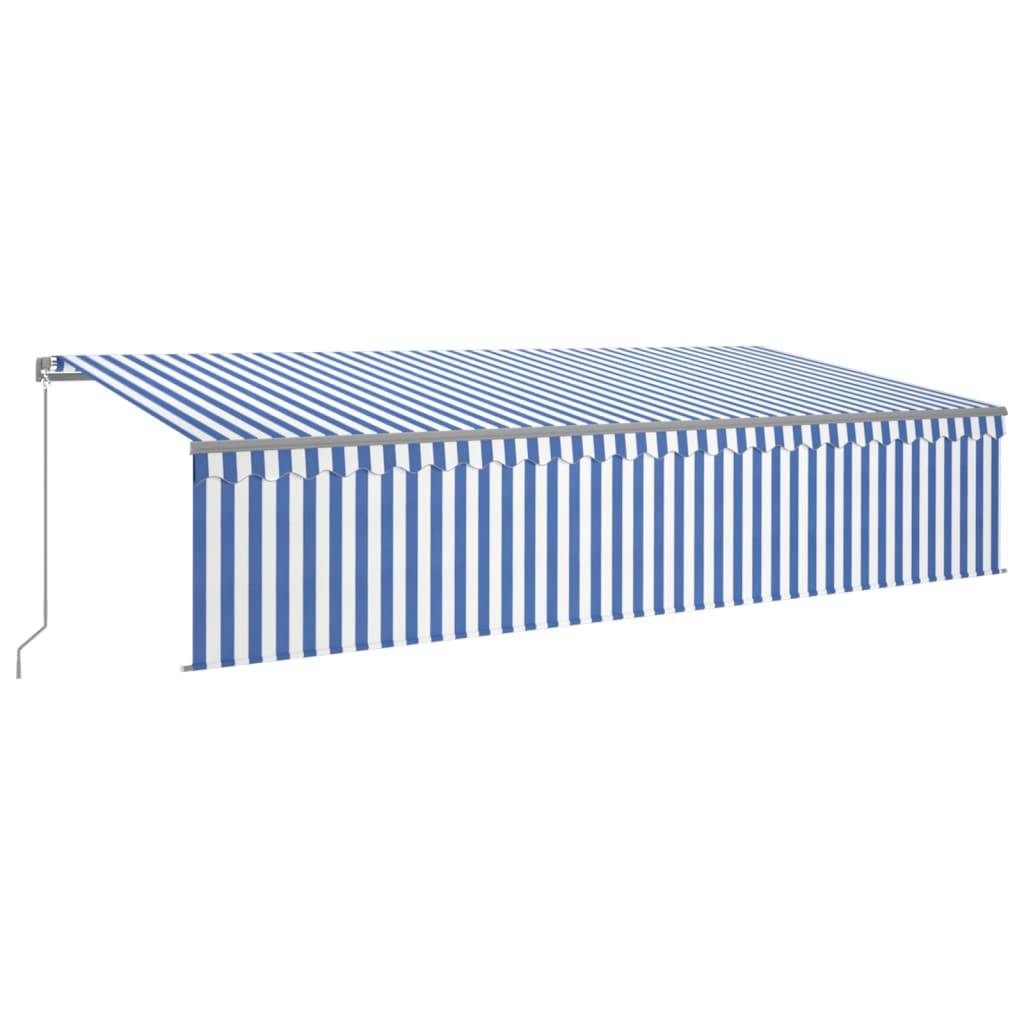 Vidaxl luifel manuell ausziehbar mit Rollerblind -LED 6x3 m blau weiß