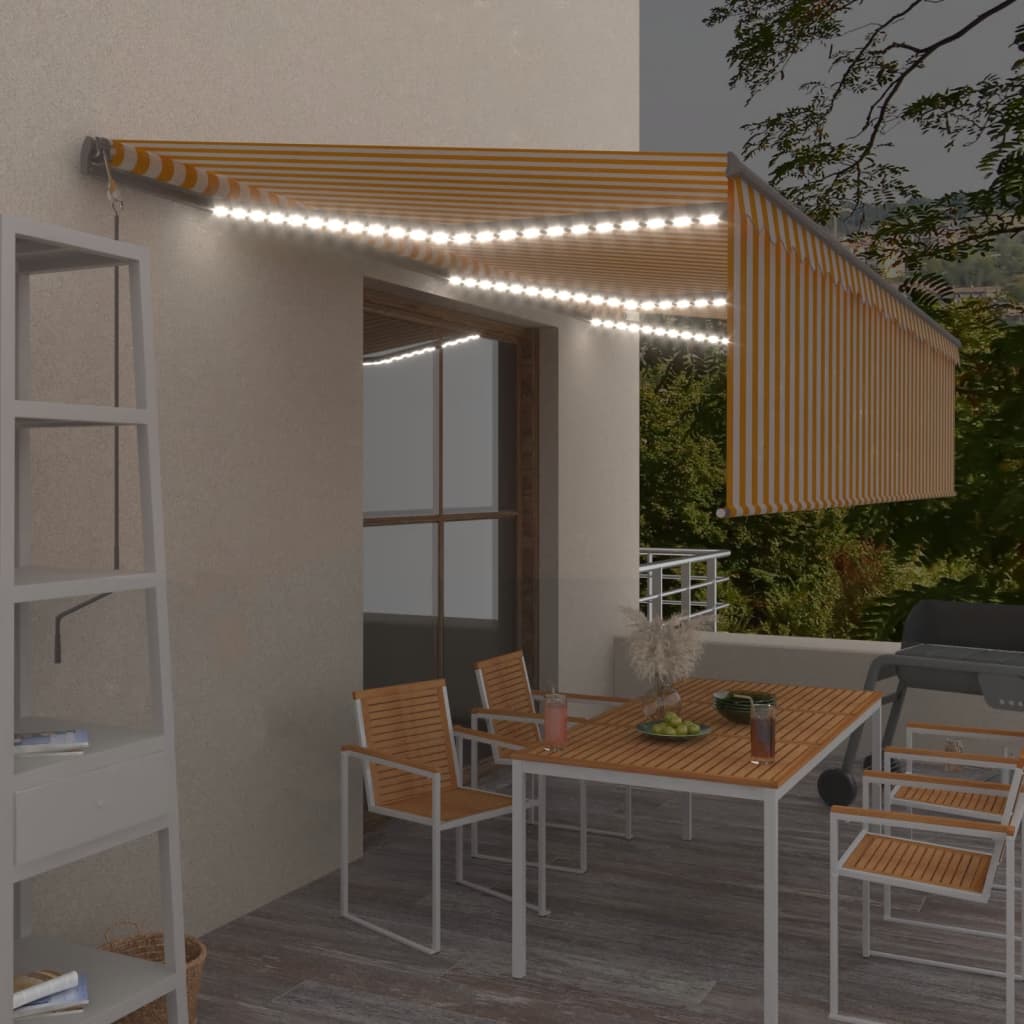 Vidaxl Luifel Automatische Rollerblind -LED -Windsensor 6x3 cm Gelb weiß