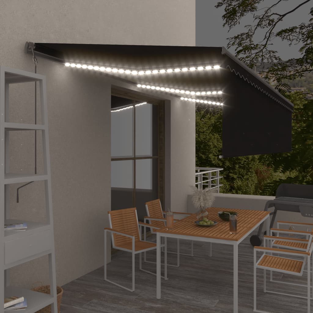 Vidaxl Luifel Automatische Rollerblind -LED -Windsensor 6x3 m Anthrazit