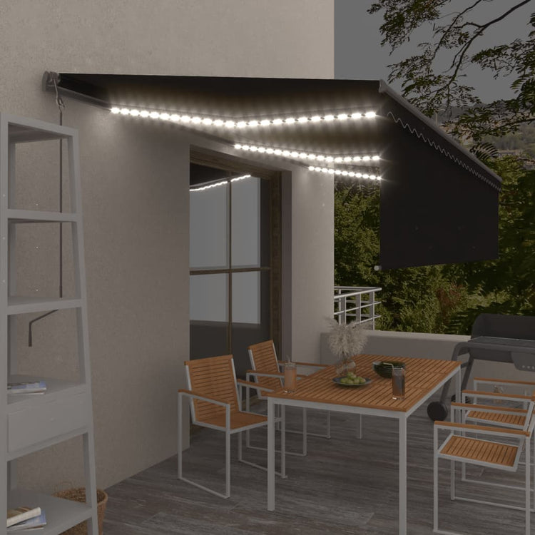 Vidaxl Luifel Automatische Rollerblind -LED -Windsensor 6x3 m Anthrazit