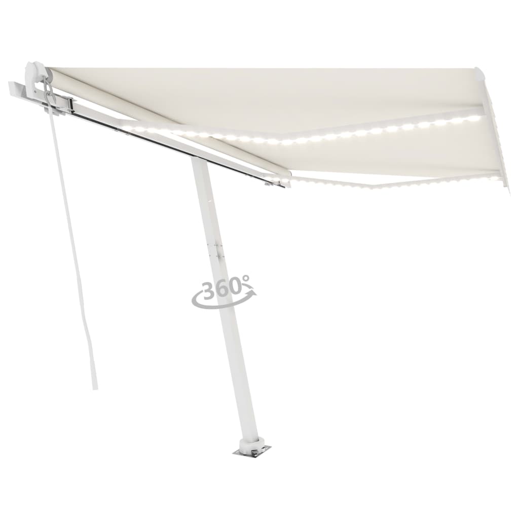 Vidaxl Luifel mit LED 300x250 cm cremefarbener geleitet