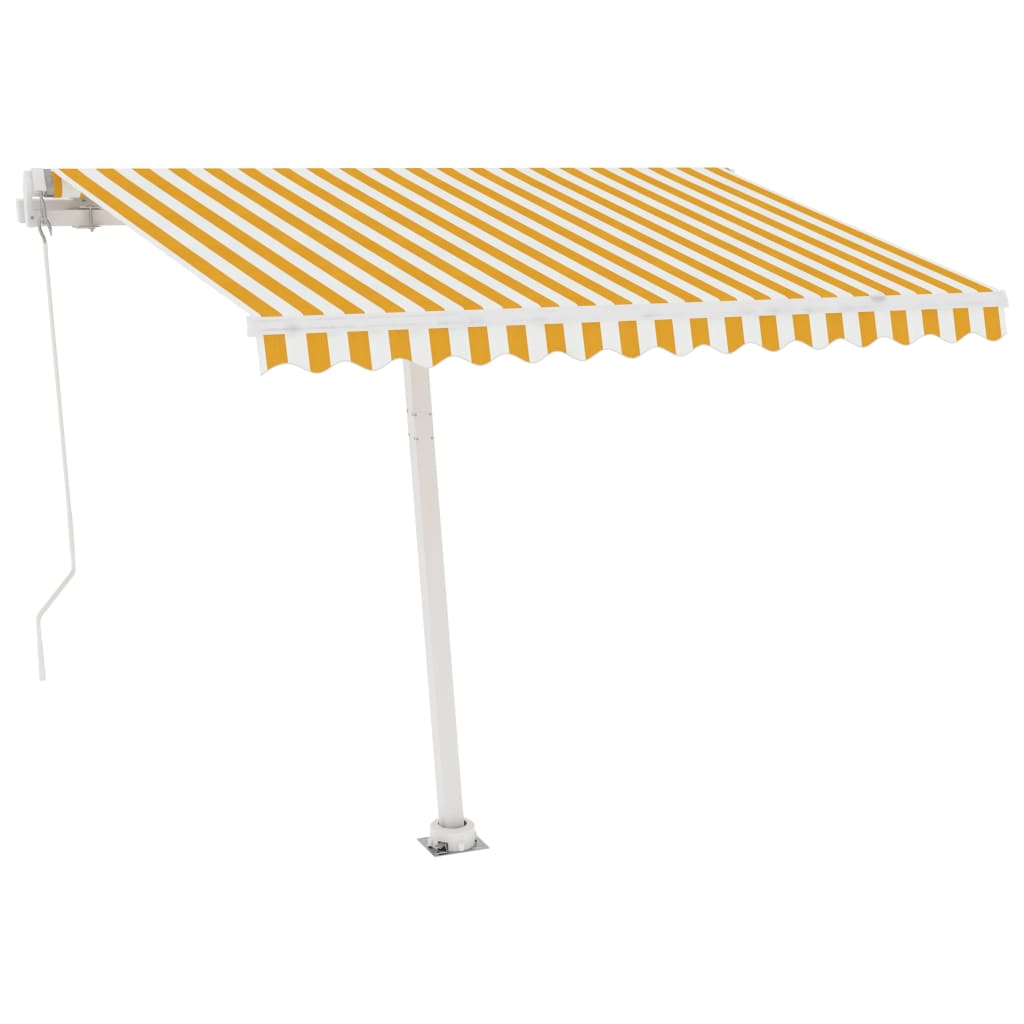 Vidaxl Luifel manuell ausziehbar mit LED 300x250 cm gelb und weiß