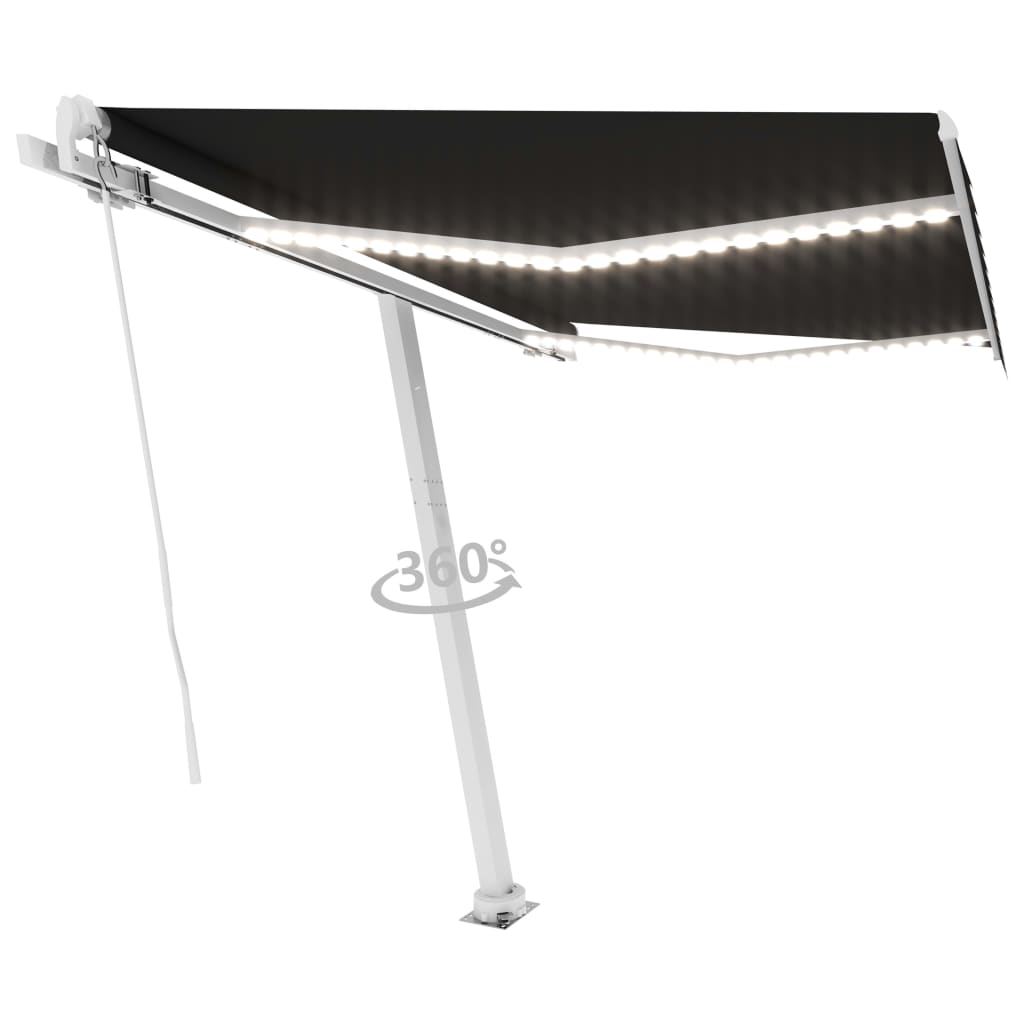 Vidaxl luifel manuell erweiterbar mit LED 300x250 cm Anthrazitfarbe