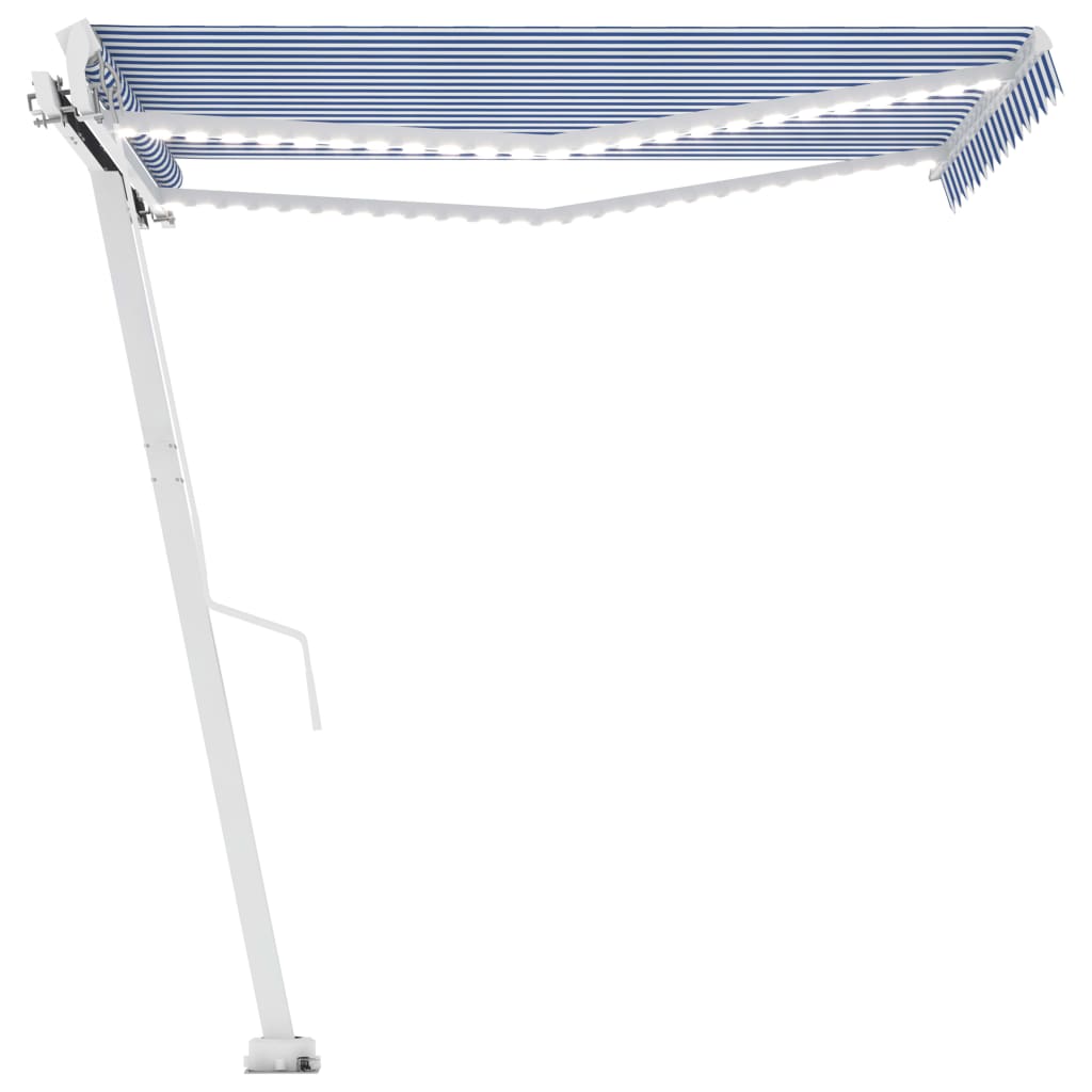 Vidaxl Luifel manuell ausziehbar mit LED 350x250 cm blau und weiß