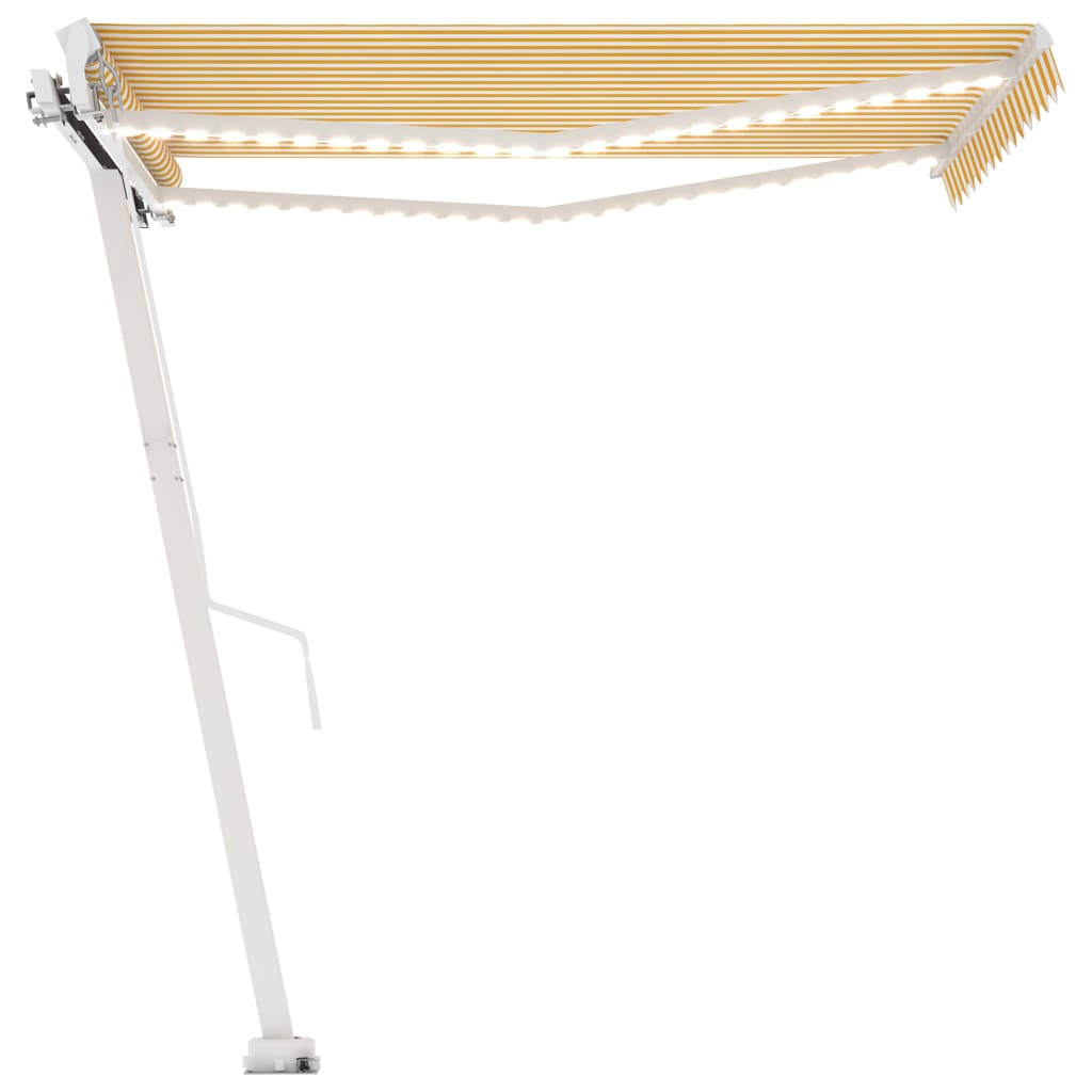 Vidaxl luifel manuell ausziehbar mit LED 350x250 cm gelb und weiß