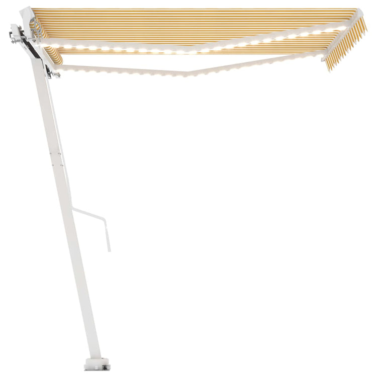 Vidaxl luifel manuell ausziehbar mit LED 350x250 cm gelb und weiß