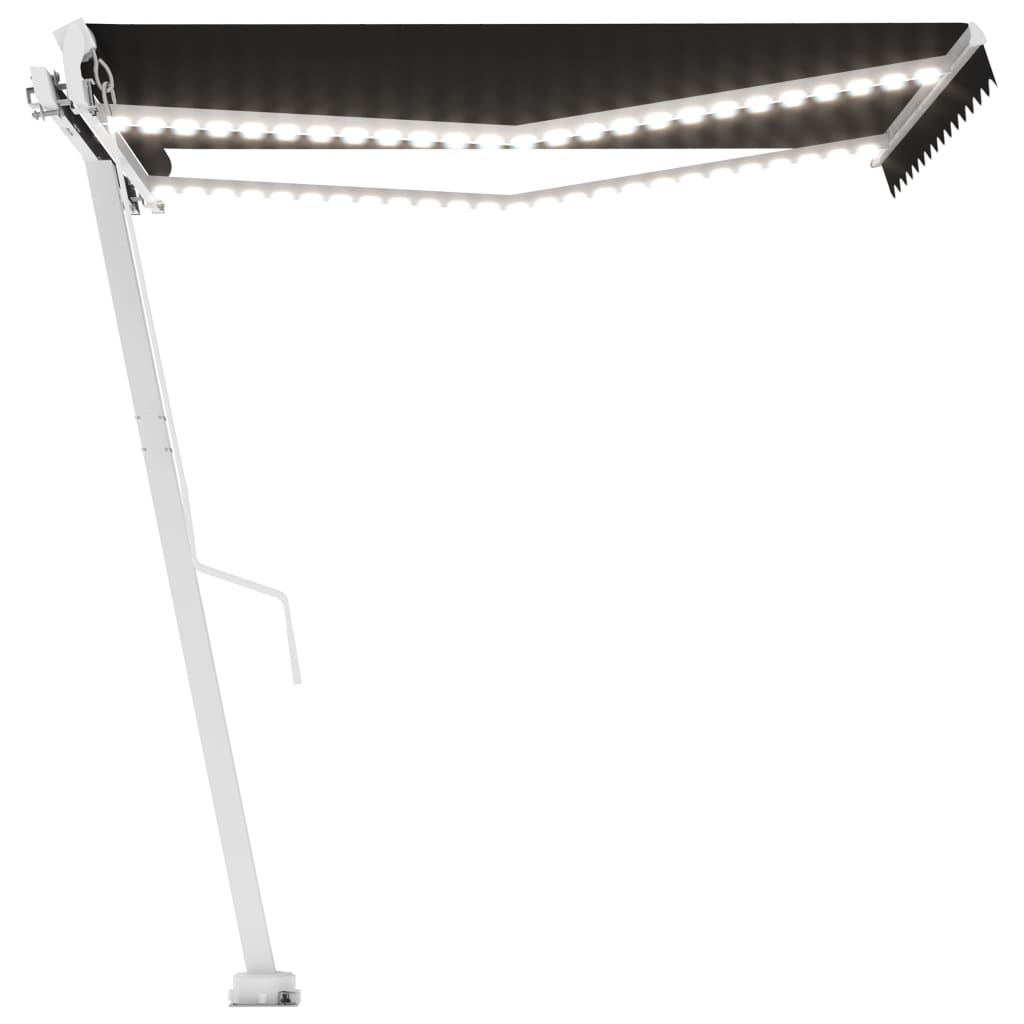 Vidaxl luifel manuell ausziehbar mit LED 350x250 cm Anthrazitfarbe