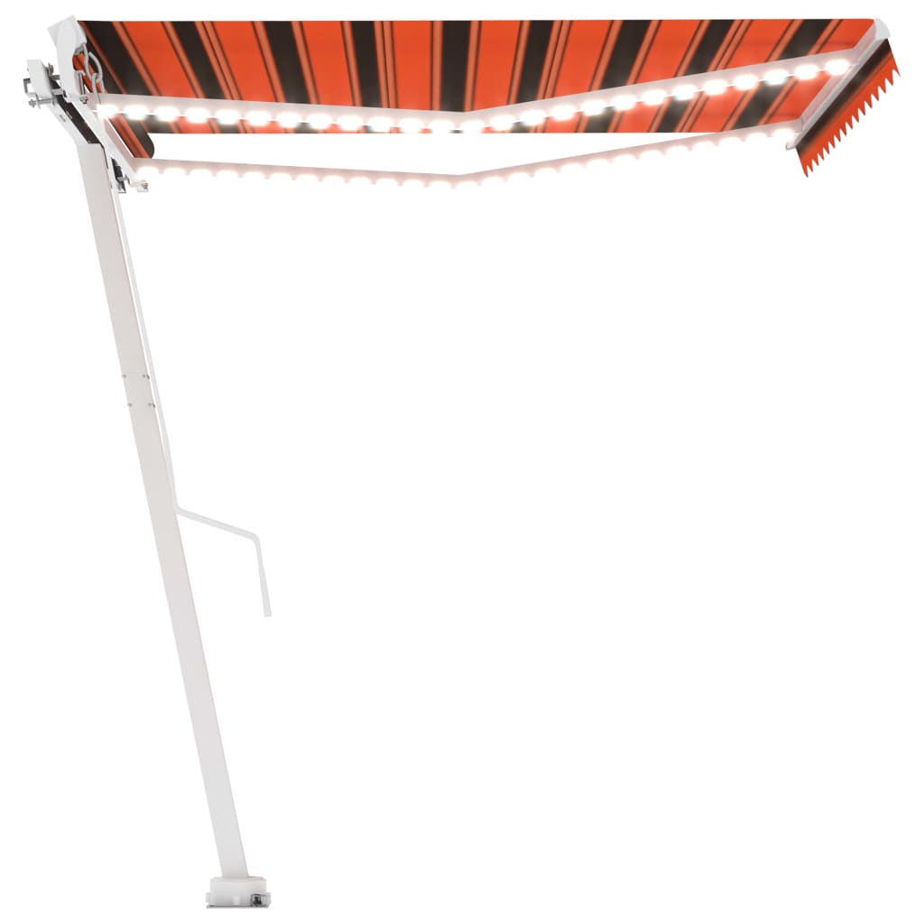 Vidaxl Luifel mit LED 350x250 cm Orange und Braun manuell ausziehbar