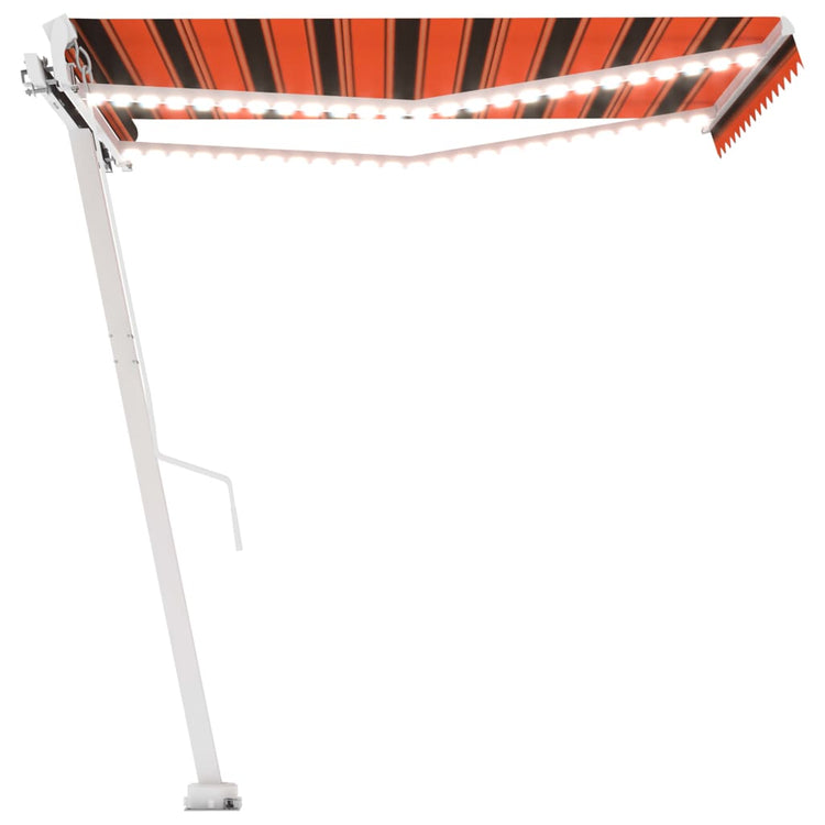 Vidaxl Luifel mit LED 350x250 cm Orange und Braun manuell ausziehbar