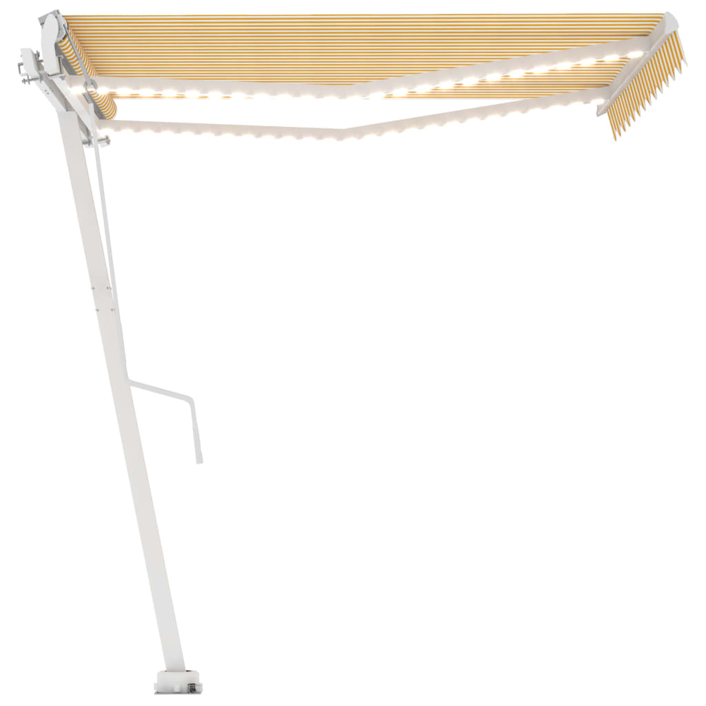 Vidaxl Luifel Automatik mit LED- und Windsensor 350x250 cm gelb und weiß