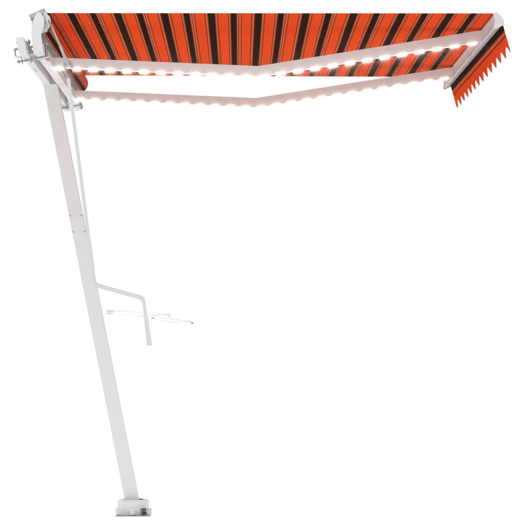 Vidaxl Luifel Automatik mit LED -Windsensor 350x250 cm Orange Braun