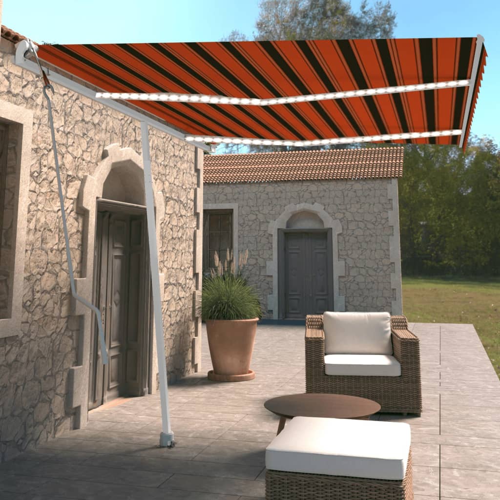 Vidaxl Luifel Automatik mit LED -Windsensor 350x250 cm Orange Braun