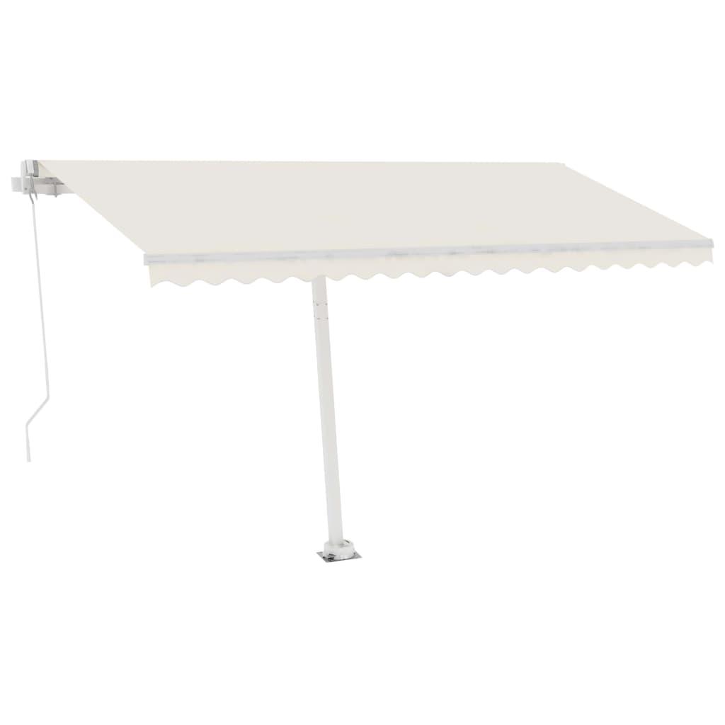 Vidaxl luifel manuell ausziehbar mit LED 400x300 cm cremefarben