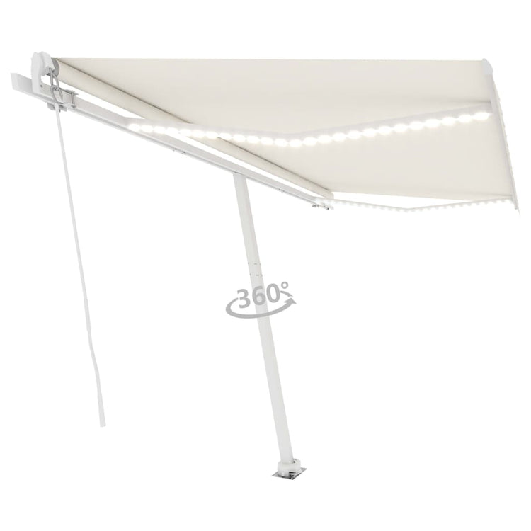 Vidaxl luifel manuell ausziehbar mit LED 400x300 cm cremefarben