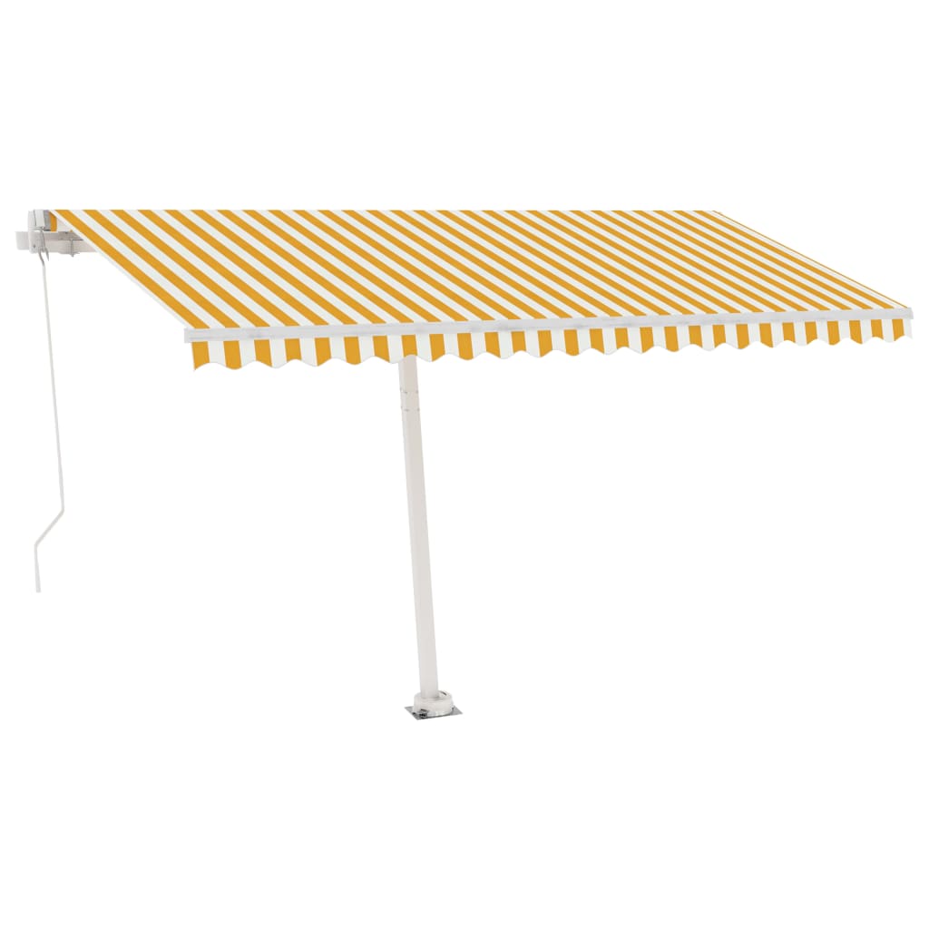 Vidaxl luifel manuell ausziehbar mit LED 400x300 cm gelb und weiß