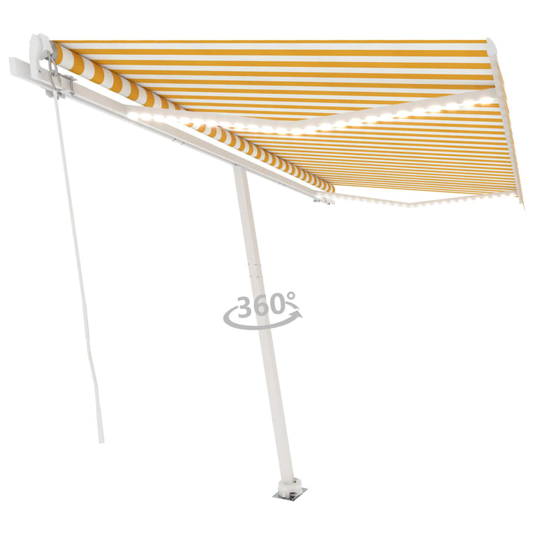 Vidaxl luifel manuell ausziehbar mit LED 400x300 cm gelb und weiß