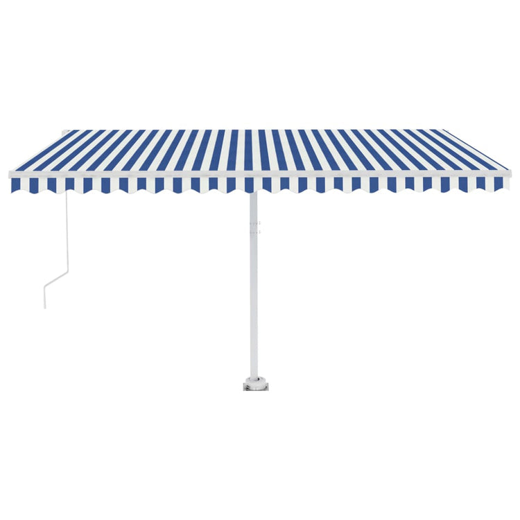 Vidaxl luifel manuell ausziehbar mit LED 450 x 300 cm blau und weiß
