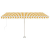 Vidaxl Luifel manuell ausziehbar mit LED 450x300 cm gelb und weiß