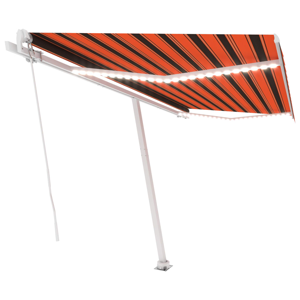 Vidaxl Luifel manuell ausziehbar mit LED 450x300 cm Orange und Braun