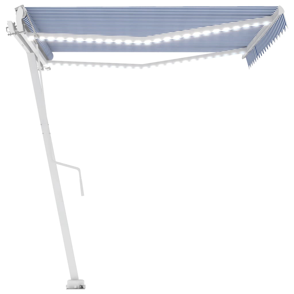 Vidaxl Luifel Automatik mit LED- und Windsensor 450x300 cm blau weiß