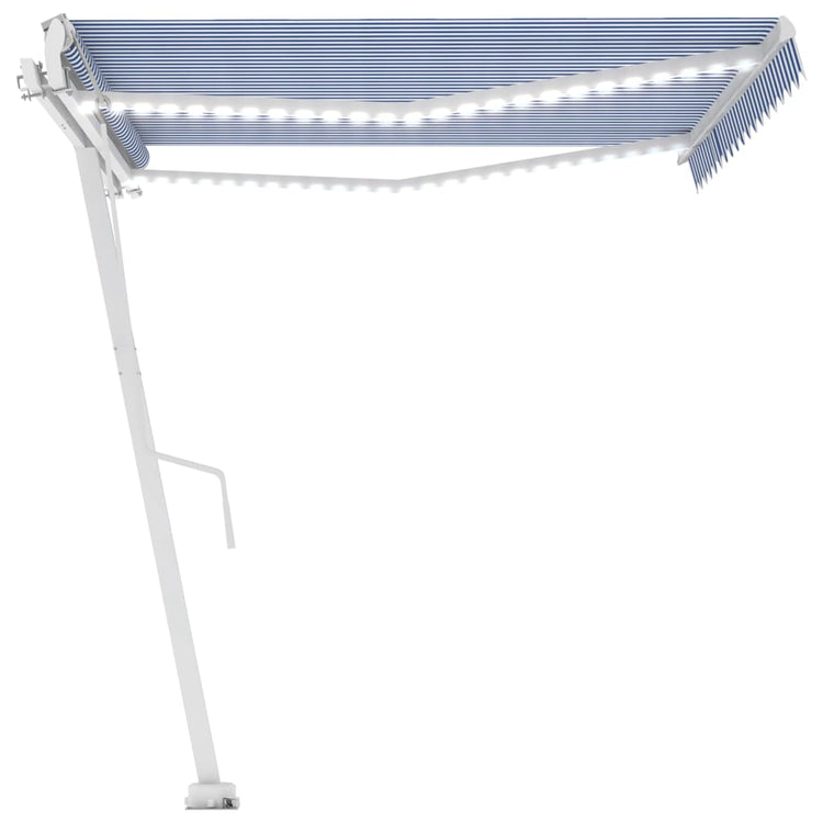 Vidaxl Luifel Automatik mit LED- und Windsensor 450x300 cm blau weiß