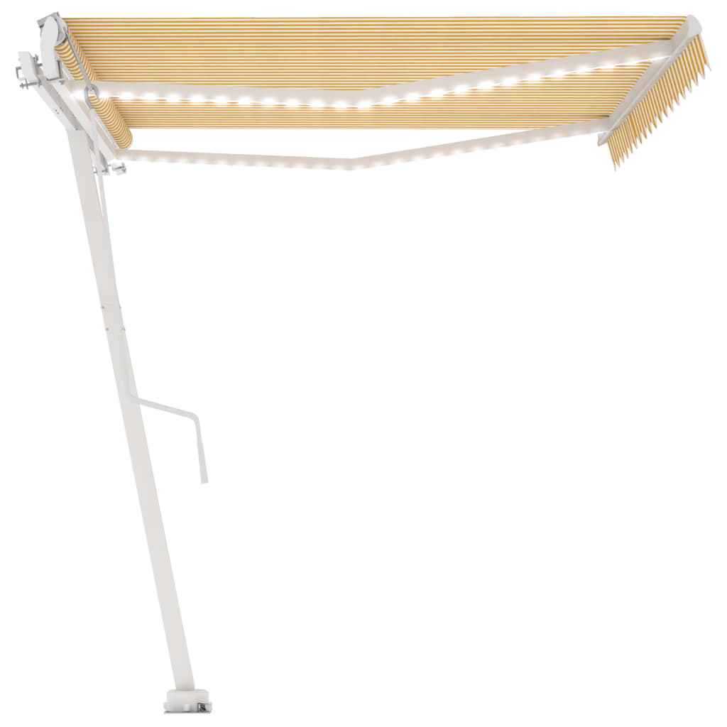 Vidaxl Luifel Automatik mit LED- und Windsensor 450 x 300 cm gelb und weiß