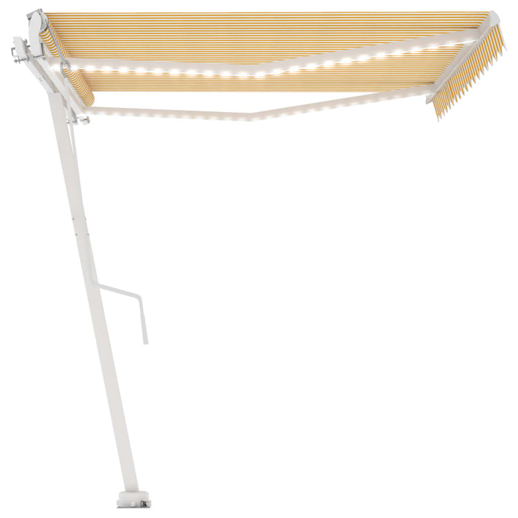 Vidaxl Luifel Automatik mit LED- und Windsensor 450 x 300 cm gelb und weiß