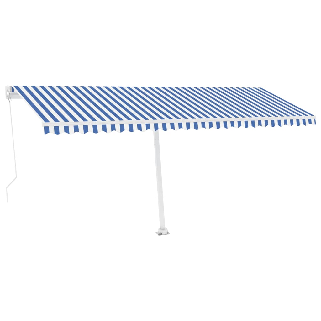 Vidaxl luifel distanziert sich manuell erstreckt sich 500 x 300 cm blau und weiß