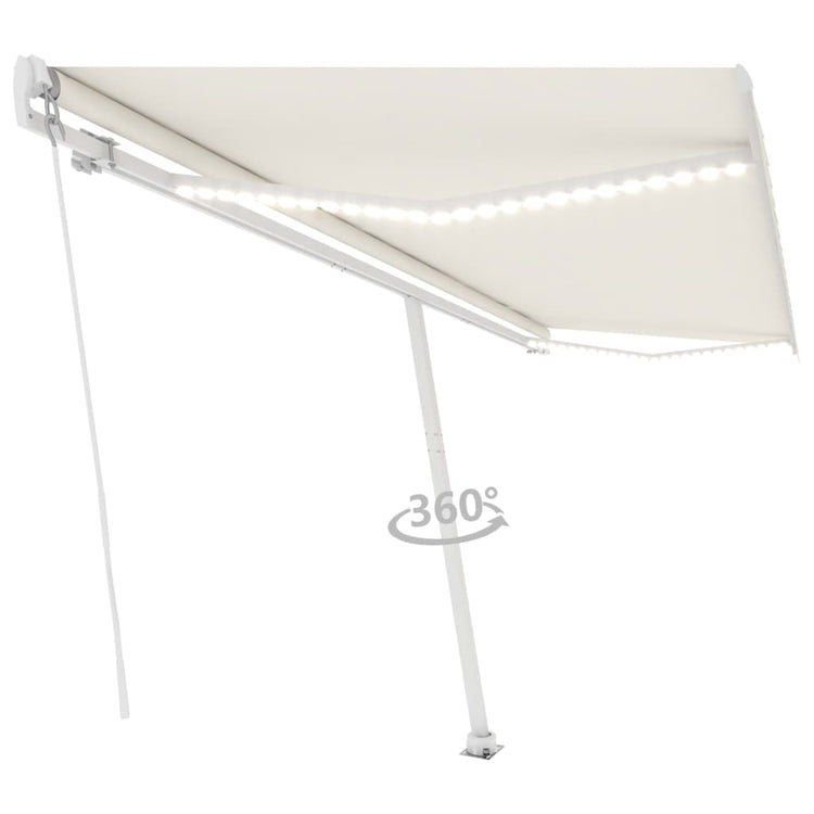 Vidaxl luifel manuell ausziehbar mit LED 500x300 cm cremefarben