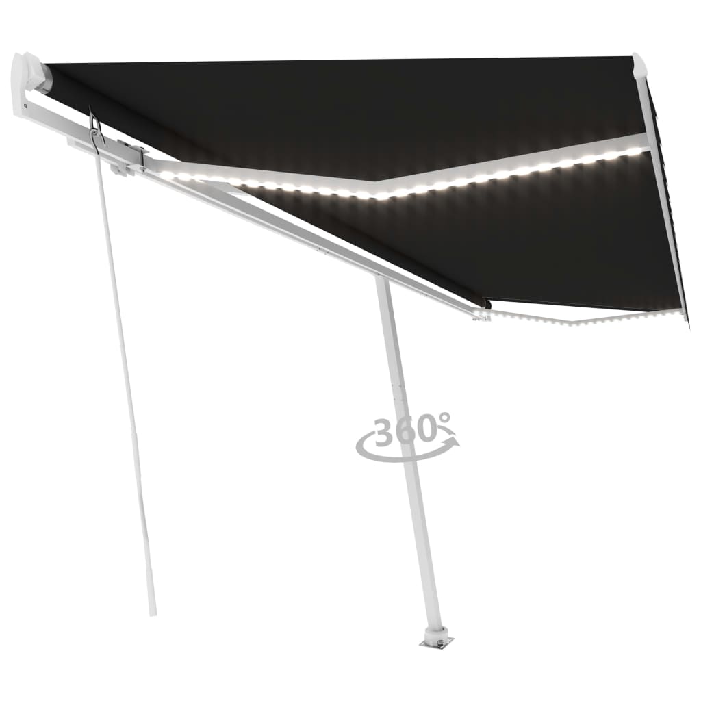 Vidaxl Luifel manuell ausziehbar mit LED 500x300 cm Anthrazitfarbe