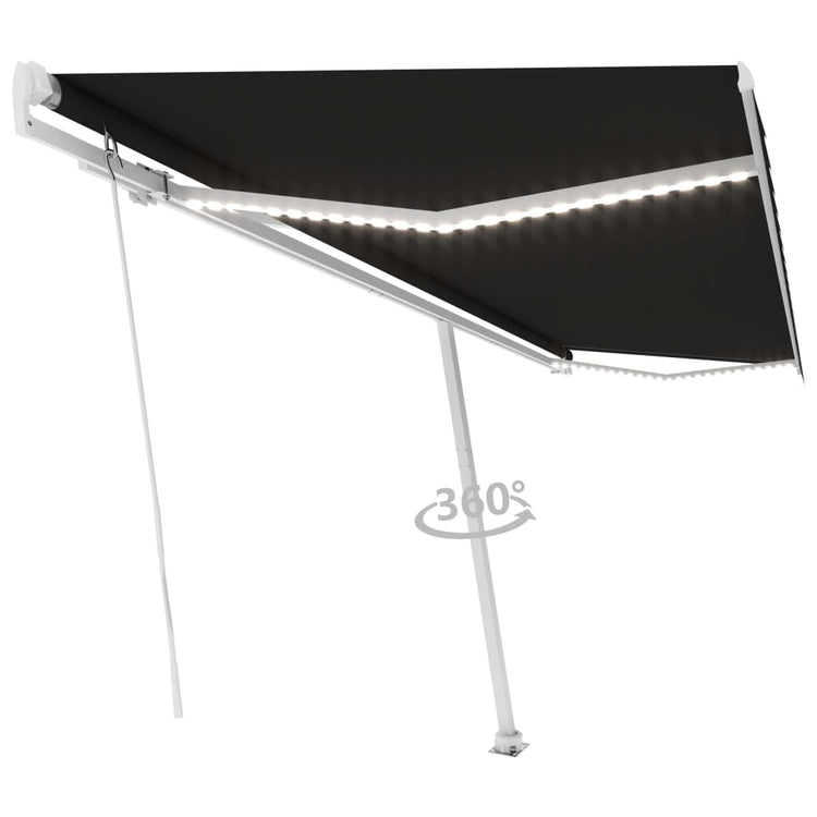 Vidaxl Luifel manuell ausziehbar mit LED 500x300 cm Anthrazitfarbe