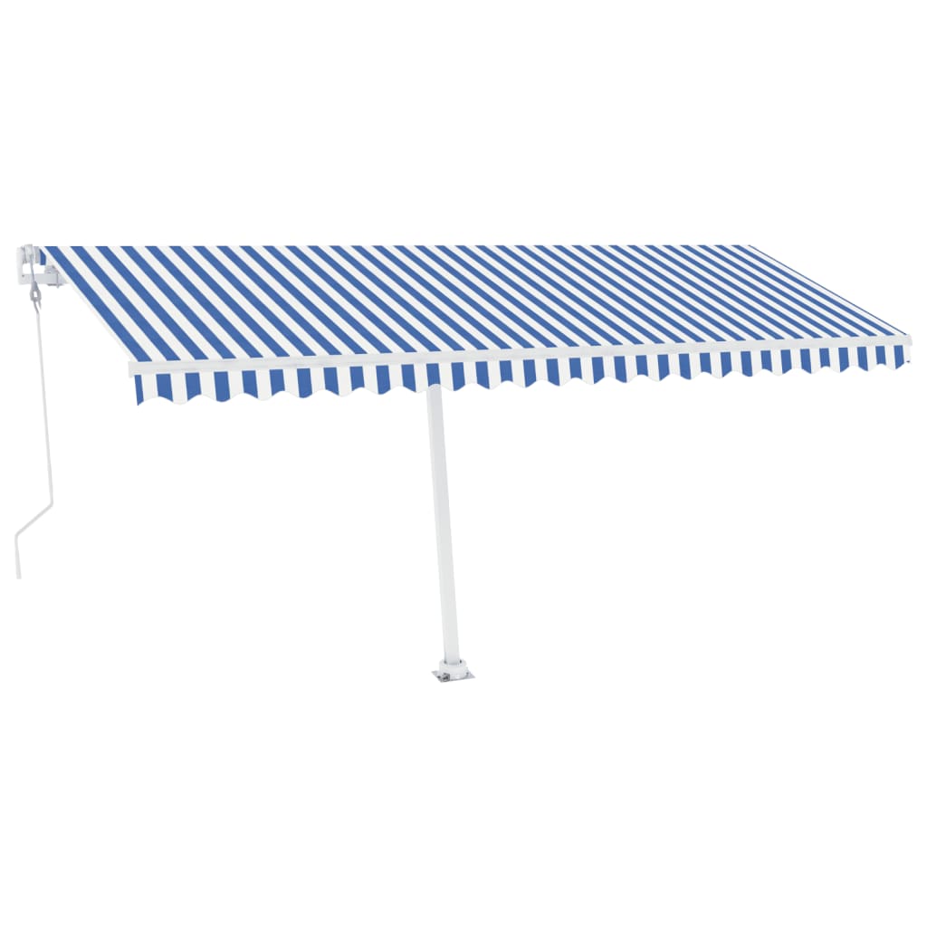 Vidaxl Luifel Automatik mit LED- und Windsensor 500x300 cm blau weiß