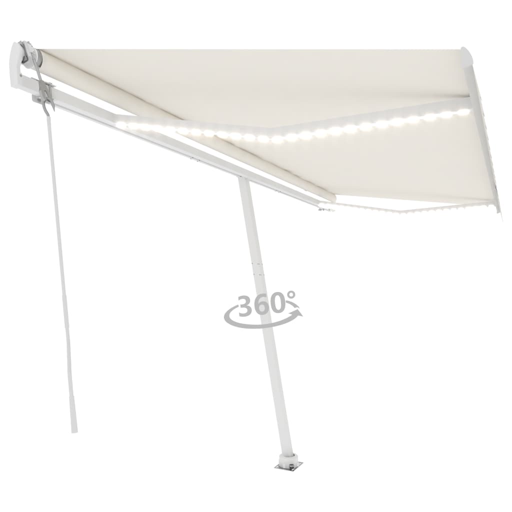 Vidaxl Luifel Automatik mit LED- und Windsensor 500x300 cm Creme Farbe