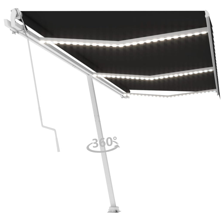 Vidaxl Luifel Automatik mit LED- und Windsensor 600x300 cm Anthrazit