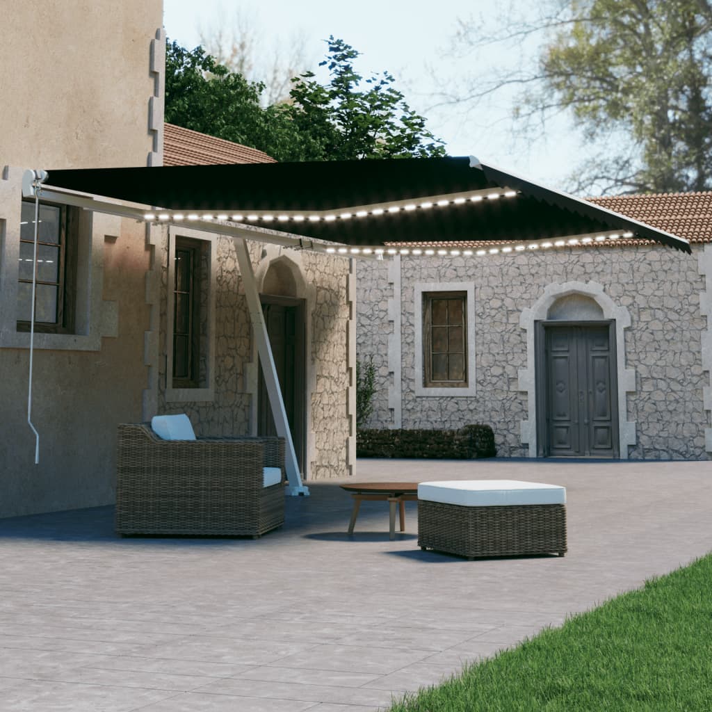 Vidaxl Luifel Automatik mit LED- und Windsensor 600x300 cm Anthrazit