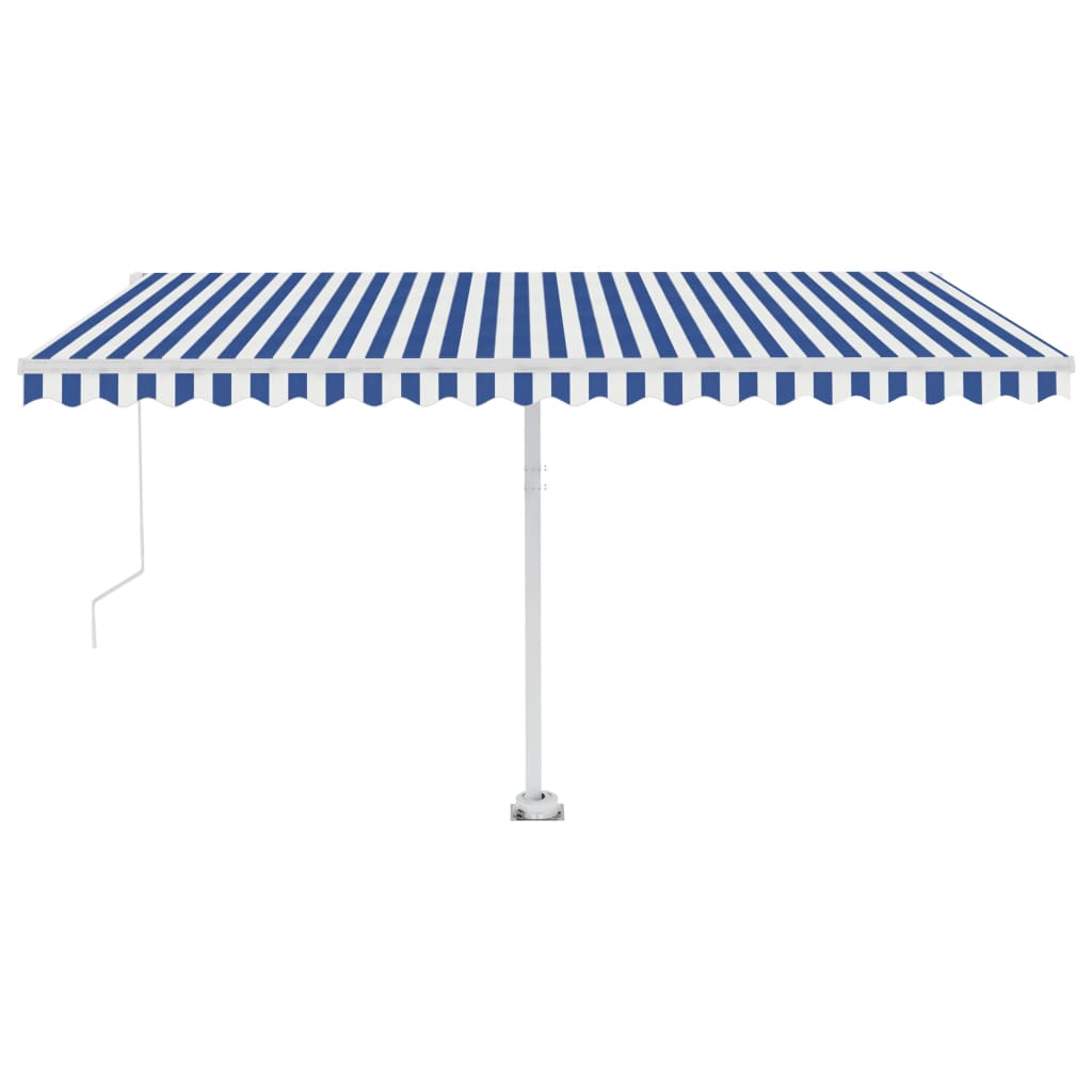 Vidaxl luifel manuell ausziehbar mit LED 400x350 cm blau und weiß