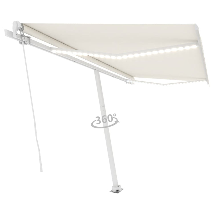 Vidaxl luifel manuell ausziehbar mit LED 400x350 cm cremefarben