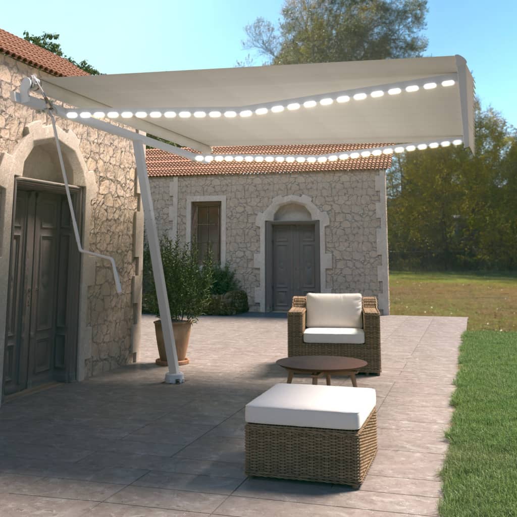 Vidaxl Luifel Automatik mit LED- und Windsensor 400x350 cm Creme Farbe