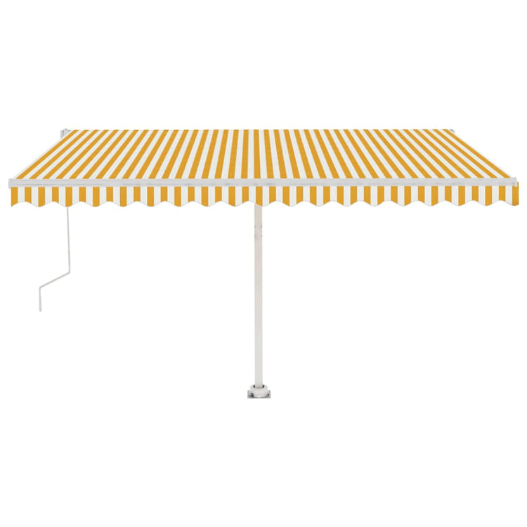 Vidaxl Luifel Automatik mit LED- und Windsensor 400x350 cm gelb und weiß