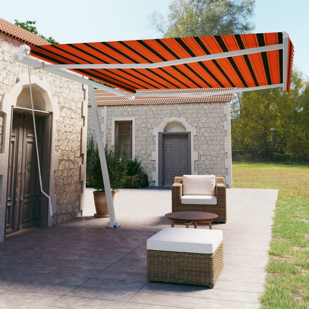 Vidaxl luifel distanziert manuell erstreckt sich 450 x 350 cm orange Braun