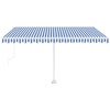 Vidaxl Luifel Automatik mit LED- und Windsensor 450x350 cm blau weiß