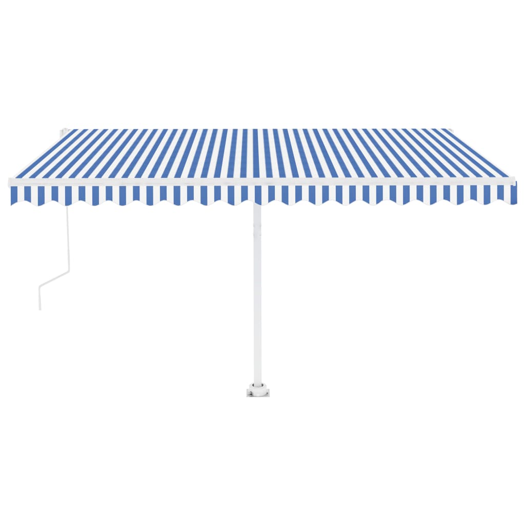 Vidaxl Luifel Automatik mit LED- und Windsensor 450x350 cm blau weiß