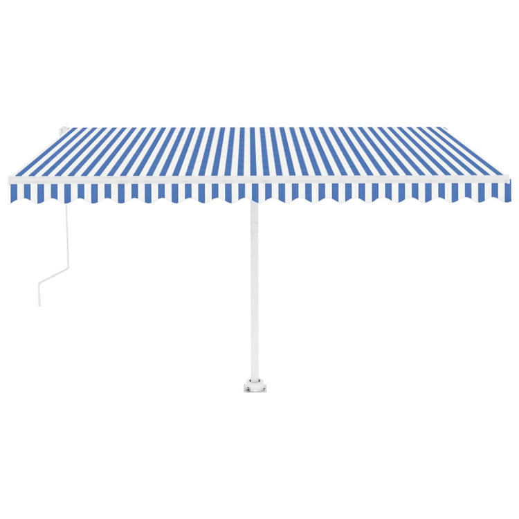 Vidaxl Luifel Automatik mit LED- und Windsensor 450x350 cm blau weiß